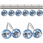 12 Pcs Blue Rhinestone Acrylic Shower Curtain Hooks Country Rustic Rolling