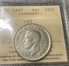 Silver  50 Cent 1947   cr7  -iccs Cert   Vf 30  -canadian Silver Coin