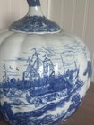 Rare Vintage Victoria Ware Chinoiserie White And Blue Pumpkin Shaped Jar W  Lid