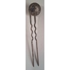 Antique Sterling Silver Repousse Floral Ball Hair Pin Fork 3 75 Inch Vintage