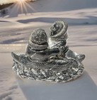 Wolf Soapstone Sculpture Inuit Carving Of 2 Eskimos In Kayaks Original Canada