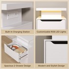 Bedroom Furniture Set     Queen Bed Frame  2 Nightstands With Charging rgb Lights