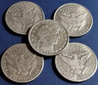 Bulk Lot Of 5 1892-1915-s Barber Half Dollar 50c High Grade A    