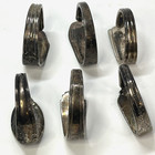 6 Bent Spoon Silver Plate Napkin Ring Holders Various Patterns Antique Vtg