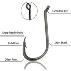 160 Pcs Offset Circle Fishing Hooks box - Black High Carbon Steel  Sizes  1-5 0