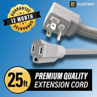 25 Ft Extension Cord 14 3 Heavy Duty Indoor Power Cable  Etl Listed  3-prong Gro
