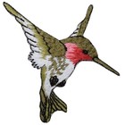 Hummingbird Applique Patch - Embroidered Bird Badge Facing Right 2 5   iron On 