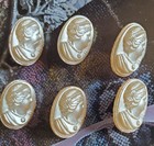 Set Of 6 Mother-of-pearl Cameo Buttons - B42