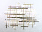 Midcentury Modern Geometric Grid Skyline Abstract Metal Wall Art Sculpture