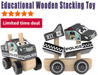 New  J adore Police Stacking Truck Puzzle Montessori Educational Wooden Toys