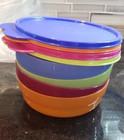    brand New Tupperware Microwave Reheatable Cereal Bowls Set Of Four multicolor 