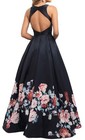 Women s Formal Print Floral Open Back Long Evening Gown Prom Dress