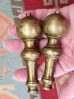 Antique Pair European Heavy Brass Finials 4  High