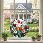 Stained Glass Window Hanging Colorful Tulips Suncatcher 7 8 In Sun Catcher Glass
