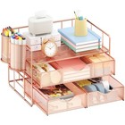  3 Tier Mesh Desk Organizer With Drawer  Multi-functional Desk Organizers And 