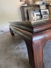 Henredon Burl Wood Coffee Table Vintage Mid-century Brass Accents 48x38