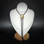 Vintage Carved Enamel Drop Glaze Chrysanthemum Bolo Tie Western Wedding Necklace