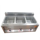 Commercial 3 Pans Food Warmer Steam Buffet Counter-top Gas Fryer Steam Table 6l