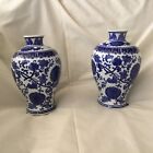 Classic Asian Chinese Blue   White Floral Ceramic Porcelain  10     Tall Vase