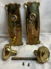 Two Vintage Brass Door Knobs With Two Backplates