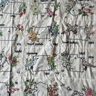 Vintage 50 States Birds Flowers Hand Embroidered Quilt Top 47x75 Rare Americana