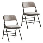 Fabric White Steel Frame Padded Folding Chair 2 Pack 