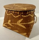 Vtg Ojibwe Birch Bark Basket Mukuk Lid Etched Native American Michigan Art