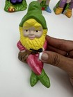 Vtg Ceramic Garden Gnomes Set Of 9 Hand Painted 1976