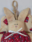 Vtg Handmade Cloth Stuffed Angel Bunny Country Primitive Folk Art Rustic Hanging