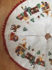 Vtg 80s Bucilla Christmas Tree Skirt  sparkle City  Completed Felt Sequins 46   