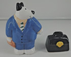 Coco Dowley Spuds   Briefcase Business Dog Salt   Pepper Shakers Stamped 4  Tall