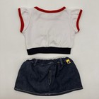 Build A Bear Red White Blue Usa Sequin Top Denim Jean Skirt Teddy Clothes Outfit