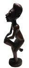 Ebony Carved Wooden African Art Tribal Drummer Drum Statue Figure Africa Tribe