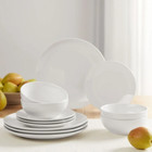 Mainstays Glazed White Stoneware Dinnerware Set  12-pieces