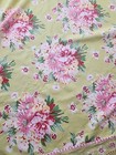April Cornell Floral Tablecloth Lime Green Pinks 100  Cotton 47 48 15