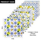 24 Sheets Lemon Scrapbook Paper Pads  Double-sided Blue Floral Yellow Lemon P   
