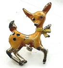 Vintage Mid Century Enamel Deer Brooch  Reindeer Scatter Pin 1940s To The 1960s 
