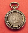 Miniature Indian Head Penny Pocket Watch Fob Chain Charm Pendant Drop