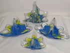 Murano Blue And Yellow Swans  3  And Basket Glass