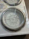 Vintage Eales 1779 Crystal Silverplate Coaster Set 4pc Round Starburst Stackable