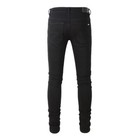 Men s Skinny Stretch Ripped Jeans With Pu Patches  Black   White Contrast Design