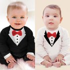 Baby Boy Romper Newborn Gentleman Tuxedo Wedding Outfit Infant Bowtie Party Suit