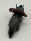 Zuni Triceratops Fetish Brandon Phillips signed  Fishrock Turquoise Horns 7035