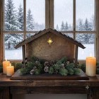 18  Handcrafted Wooden Nativity Stable Aged Barn Wood Shingle Roof Manger