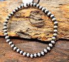 6 25  Sterling Silver 4mm Navajo Pearl Style Native American Stretch Bracelet