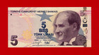 Turkey 5 Lira Lirasi  2009   2022  Unc Note Sign  Sahap Kavc  o  lu   Tasa   akmak