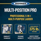 Werner 5 In 1 Multi Position Pro 14 Ft  Reach Aluminum Adjustable Ladder