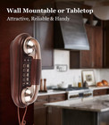 Corded Phone Vintage Wood Grain Wall Phone  No Ac Power Required  3 Speed Dial K