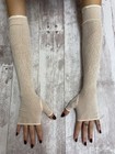 Antique Victorian White Over The Elbow Fingerless Lace Opera Gloves Pink Details