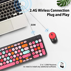 Wireless Keyboard Mouse Combo Retro Typewriter Style Usb Desktop Laptop Computer